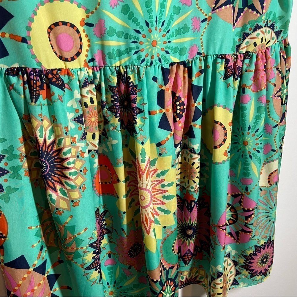 Miin tunic/dress Green with multi print. Size L BOHO. NWOT - Picture 6 of 7